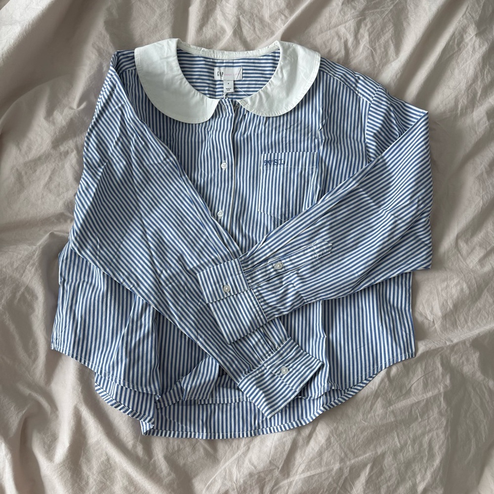 Sandy liang x gap blue striped collared shirt new with tags